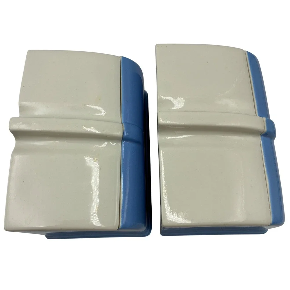 Vintage Hall China Coldspot Blue White Vitrified Refrigerator Dishes Set of 2